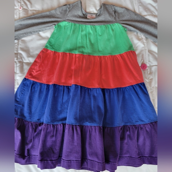 Hanna Andersson gray purple multi color block dress size 110 5 5t - Picture 2 of 2